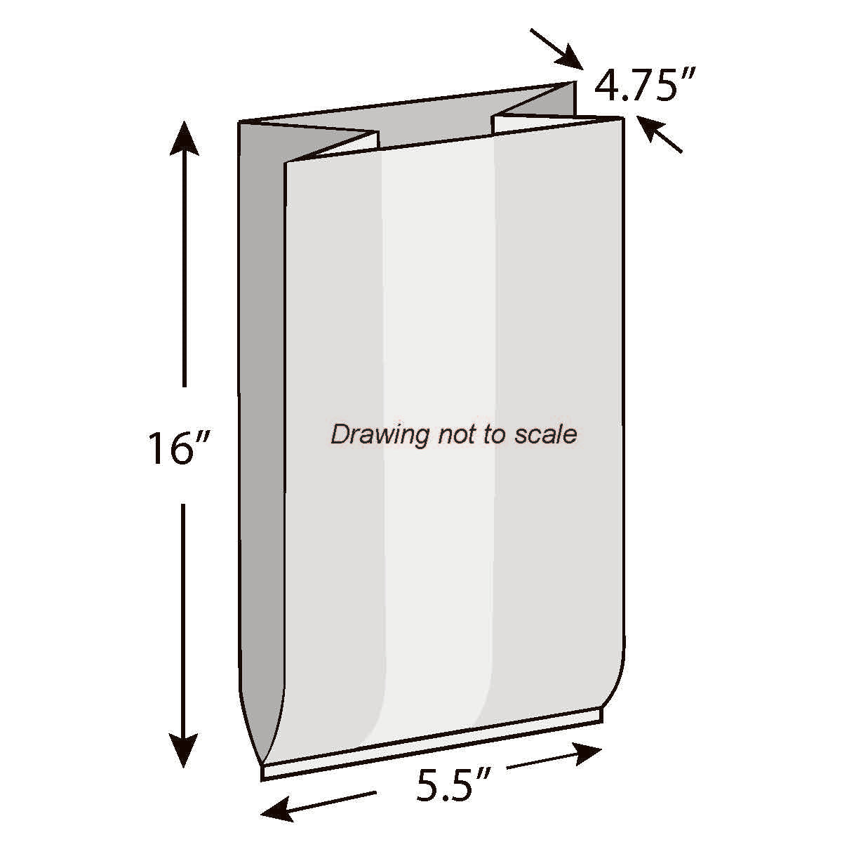 5.5" x 4.75" x 16" .75 Mil Gusseted Poly Bags