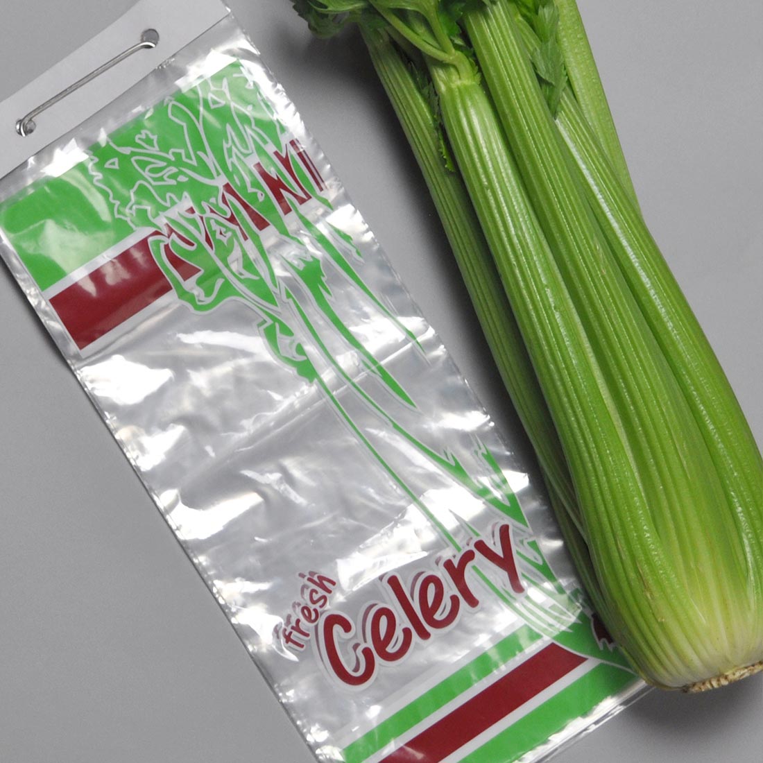 6" x 14.5" + 3.5"BG + 1.5"LP 1 mil LDPE Printed Celery Bag