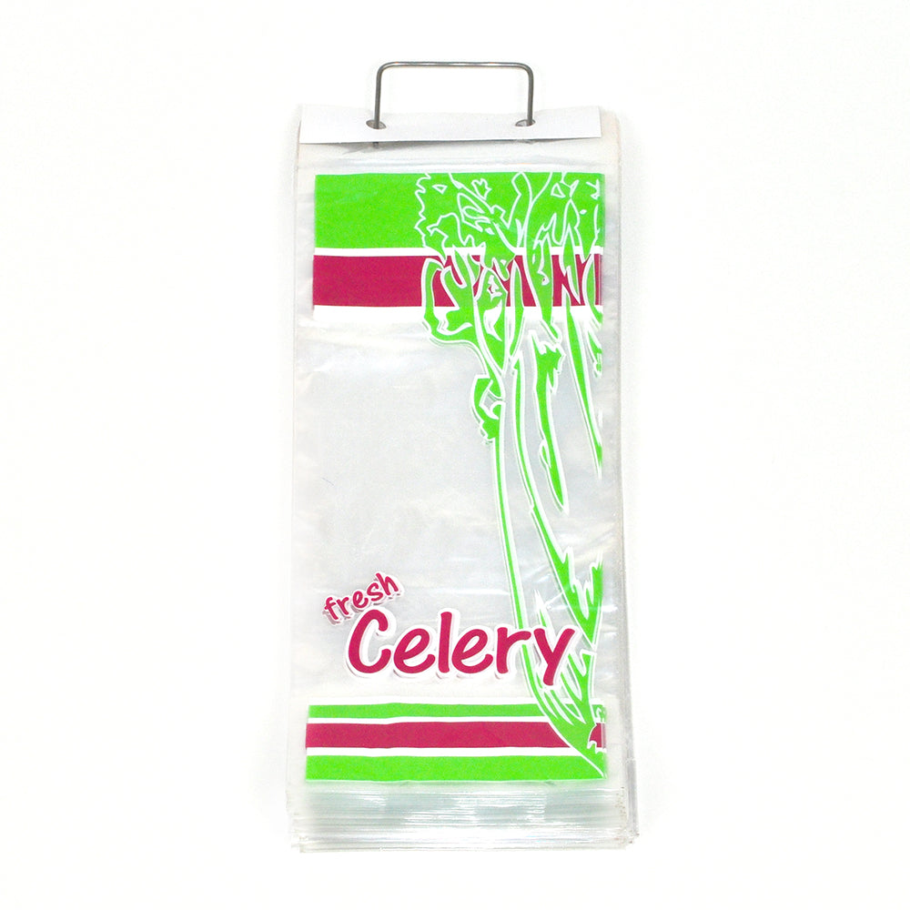 6" x 14.5" + 3.5"BG + 1.5"LP 1 mil LDPE Printed Celery Bag