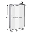 5" x 5" x 30" 1 Mil Gusseted Poly Bags