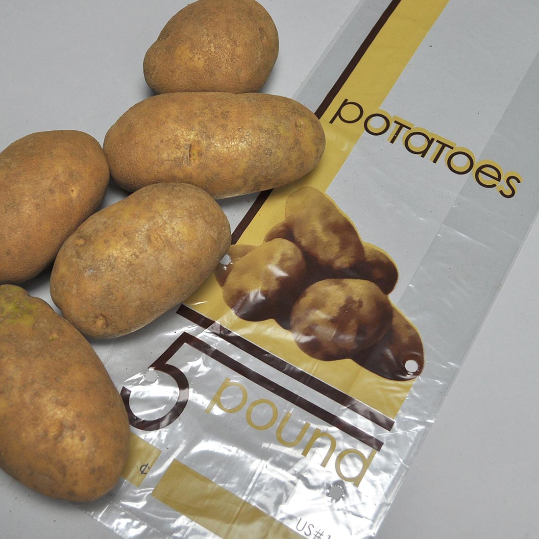 6" x 3.5" x 16.5" 1 mil LDPE Vented 5 lb Potato Bag w/ Print