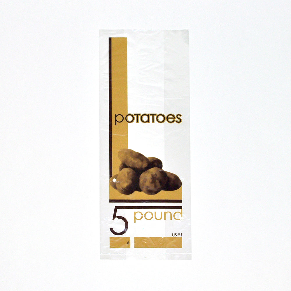 6" x 3.5" x 16.5" 1 mil LDPE Vented 5 lb Potato Bag w/ Print