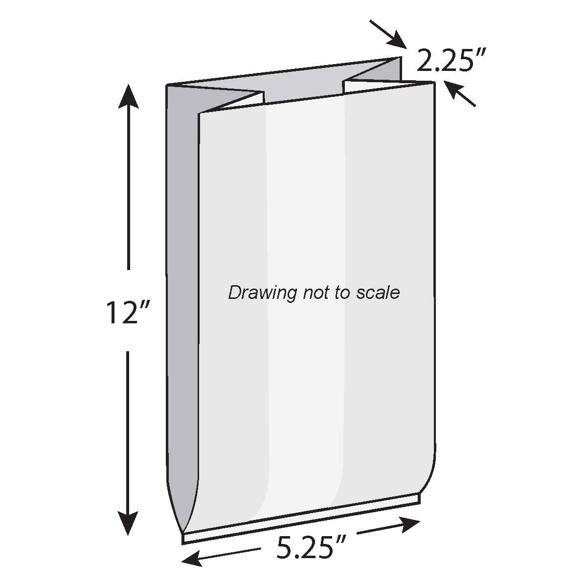 5.25" x 2.25" x 12" 1.5 Mil Gusseted Poly Bags