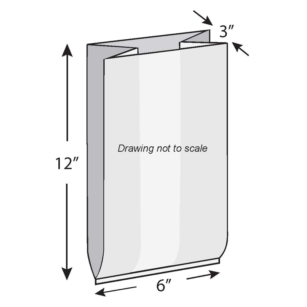 6" x 3" x 12" 1.5 Mil Gusseted Poly Bags