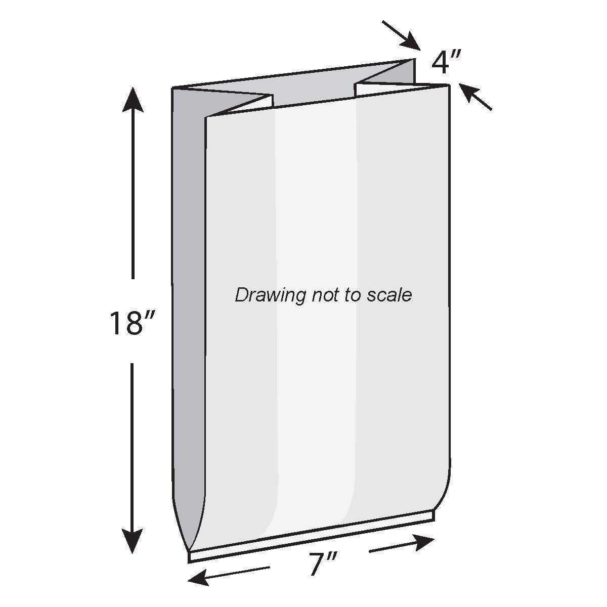 7" x 4" x 18" 2 Mil Gusseted Poly Bags