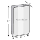 8" x 4" x 21" 2 Mil Gusseted Poly Bags