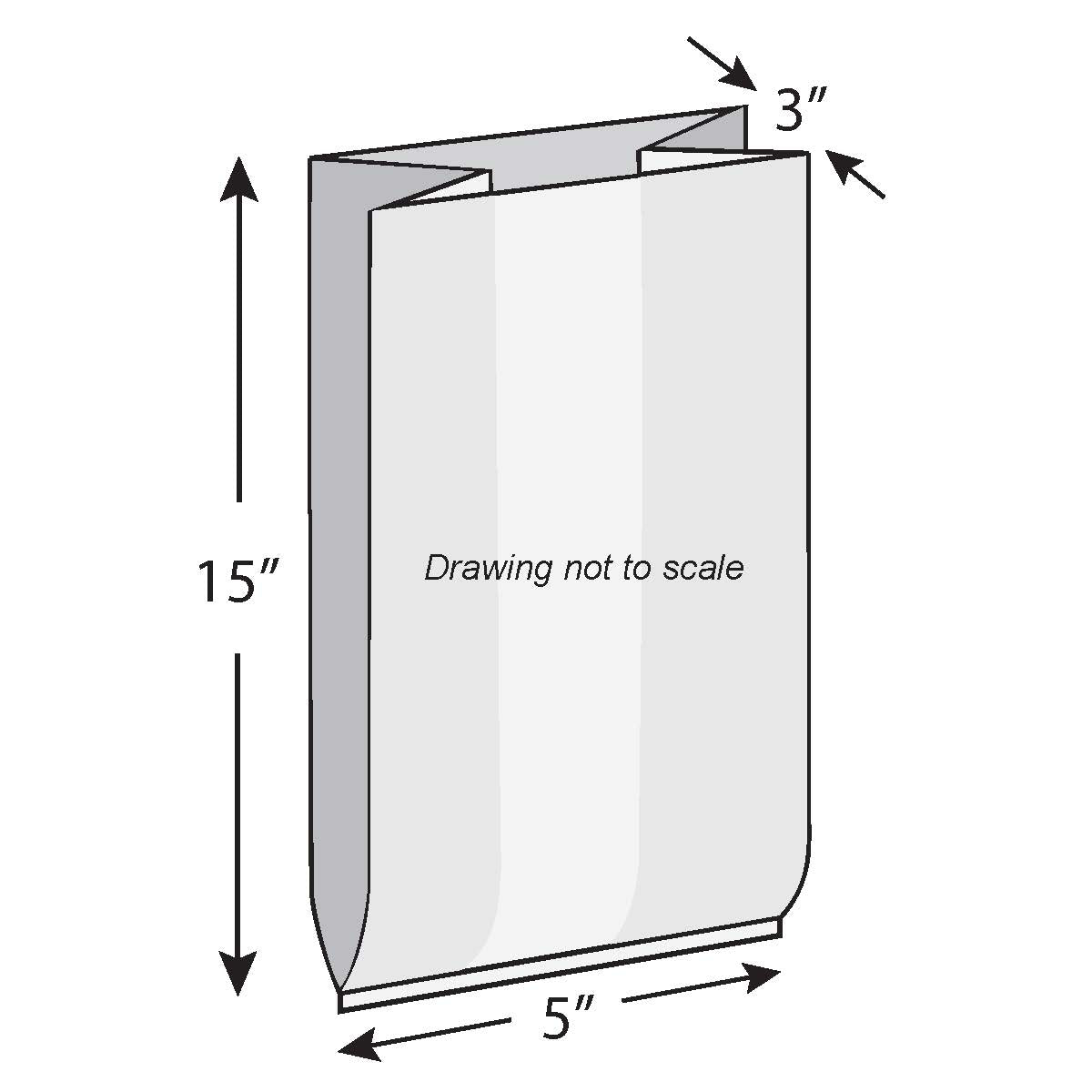 5" x 3" x 15" 0.75 mil TUF-R® Std Linear LDPE Gusset Bags