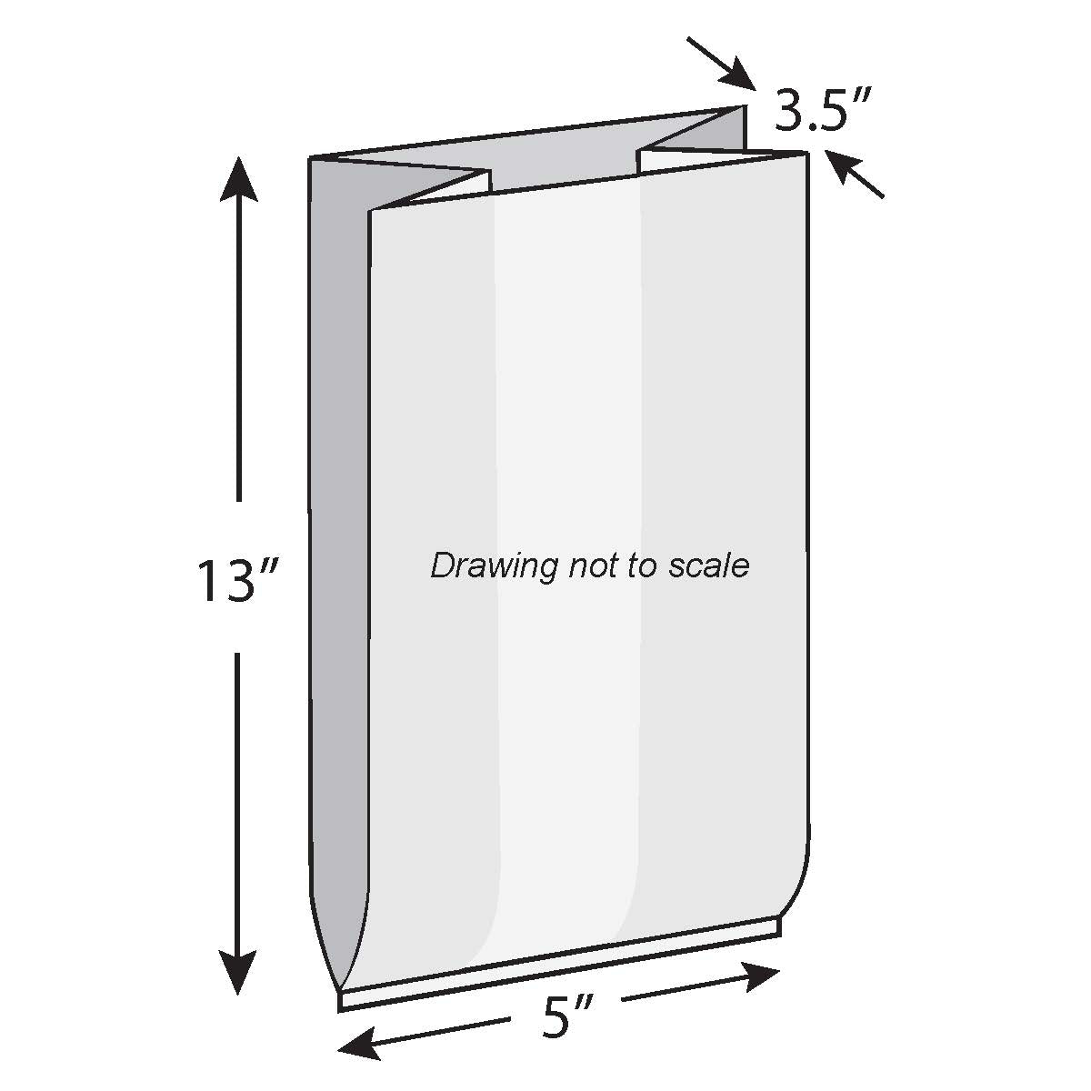 5" x 3.5" x 13" 0.75 mil TUF-R® Std Linear LDPE Gusset Bags
