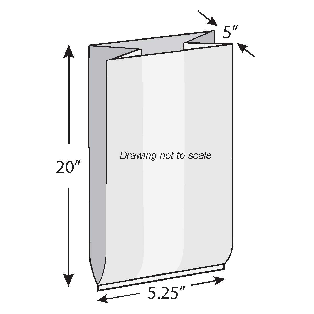 5.25" x 5" x 20" 0.8 mil TUF-R® Heavy Linear LDPE Gusset Bags