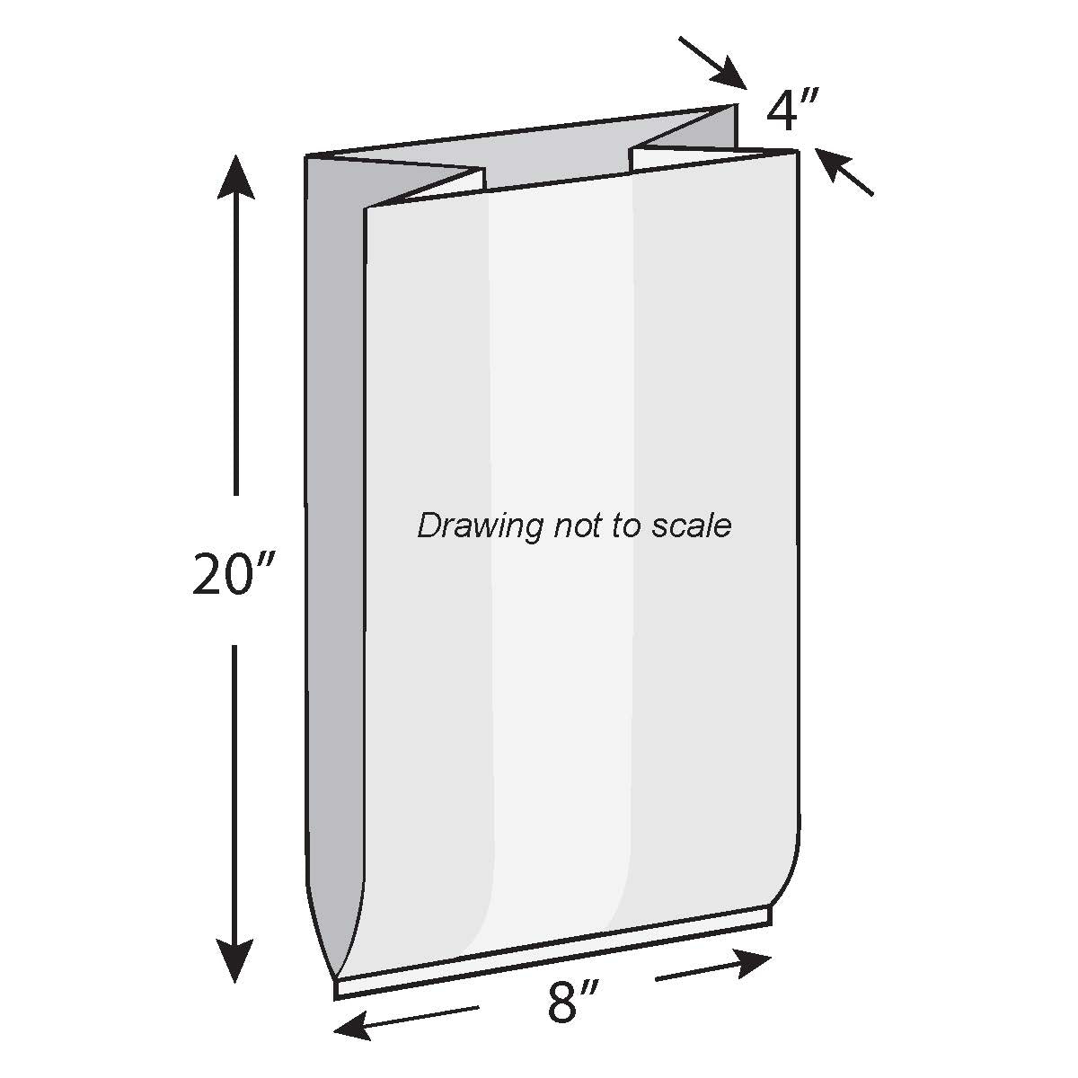 8" x 4" x 20" 0.8 mil TUF-R® Heavy Linear LDPE Gusset Bags