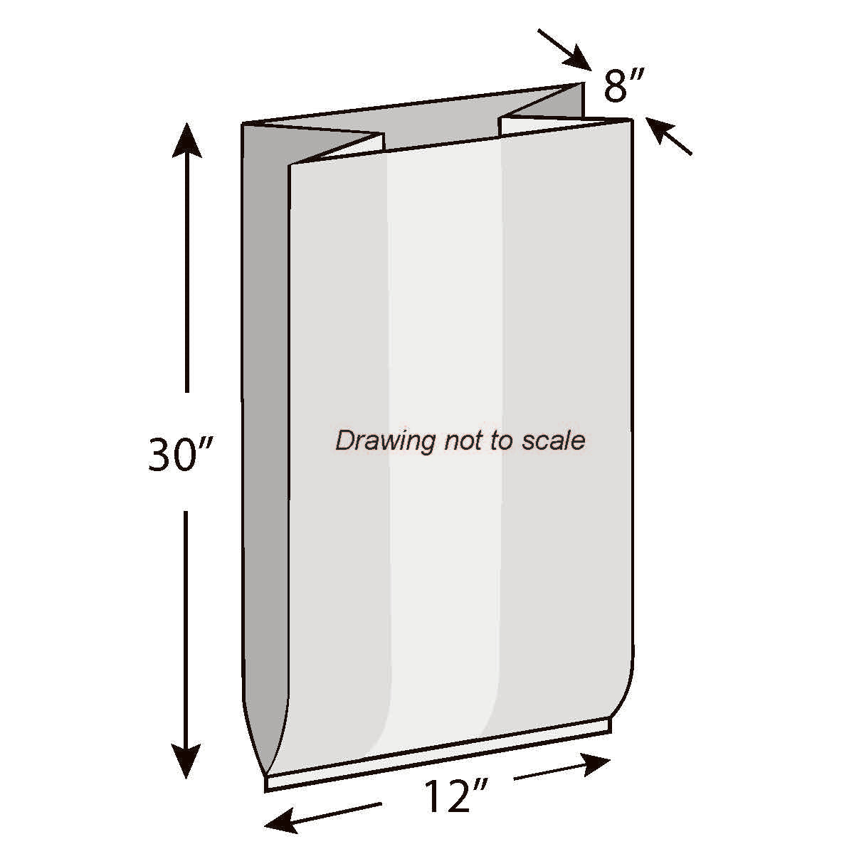 12" x 8" x 30" 0.85 mil TUF-R® Heavy Linear LDPE Gusset Bags