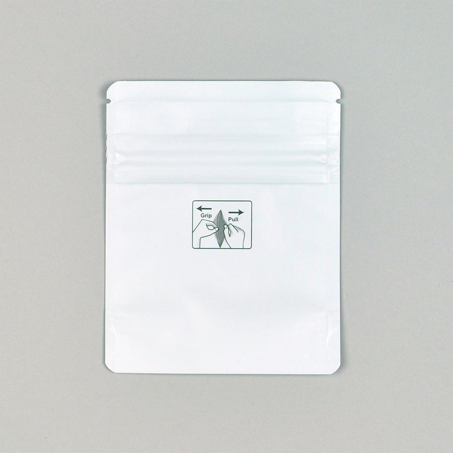 4" x 5" + 2"BG 4.8 mil 1/8th oz Child-Resistant Pouches - White