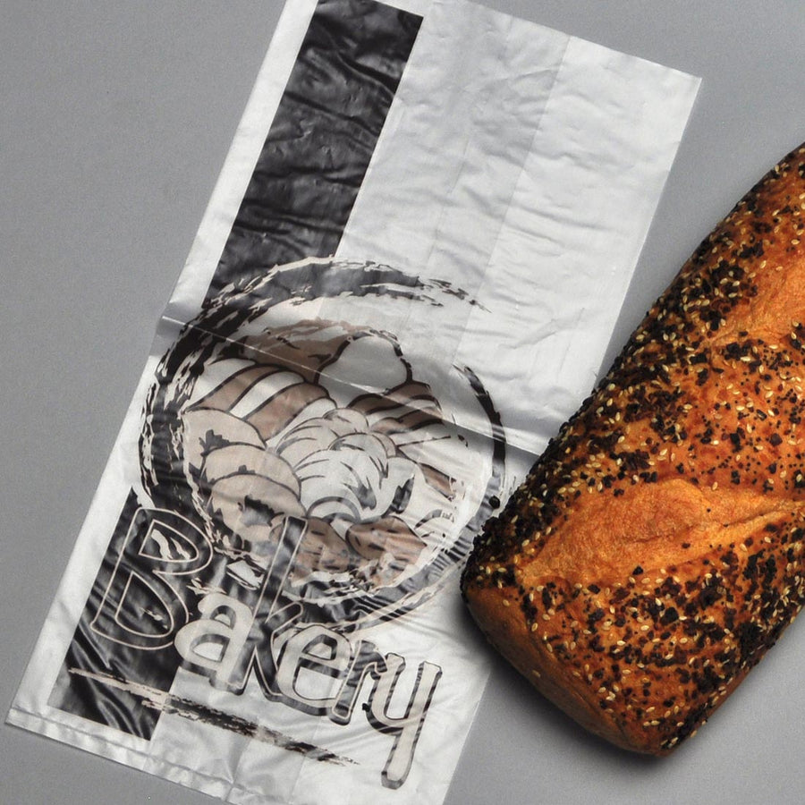 12" x 17" + 2"LP 0.6 mil HDPE Bakery Bags on Header Pack w/ Print