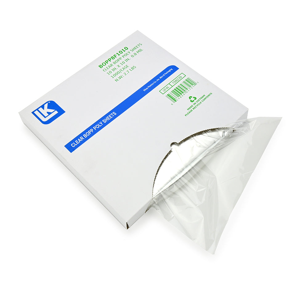 10" x 10" 0.8 mil BOPP Poly Sheets
