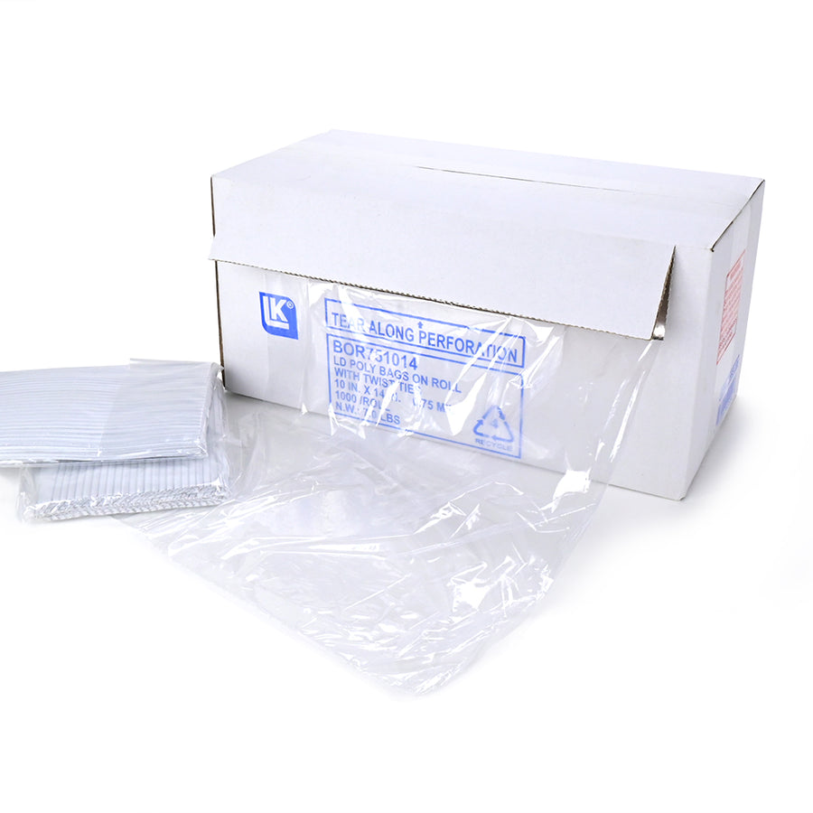 10" x 14" 0.75 mil LDPE Utility Bag w/ Twist Tie