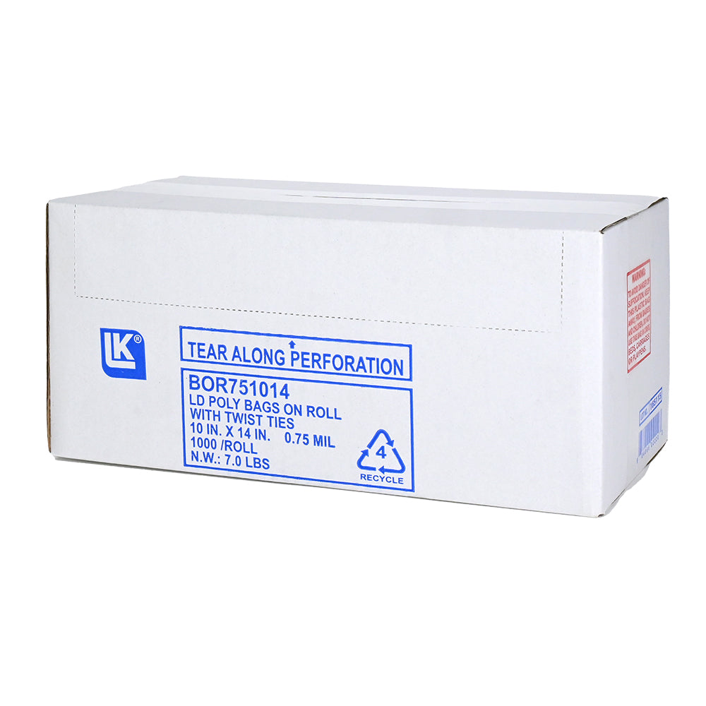 10" x 14" 0.75 mil LDPE Utility Bag w/ Twist Tie