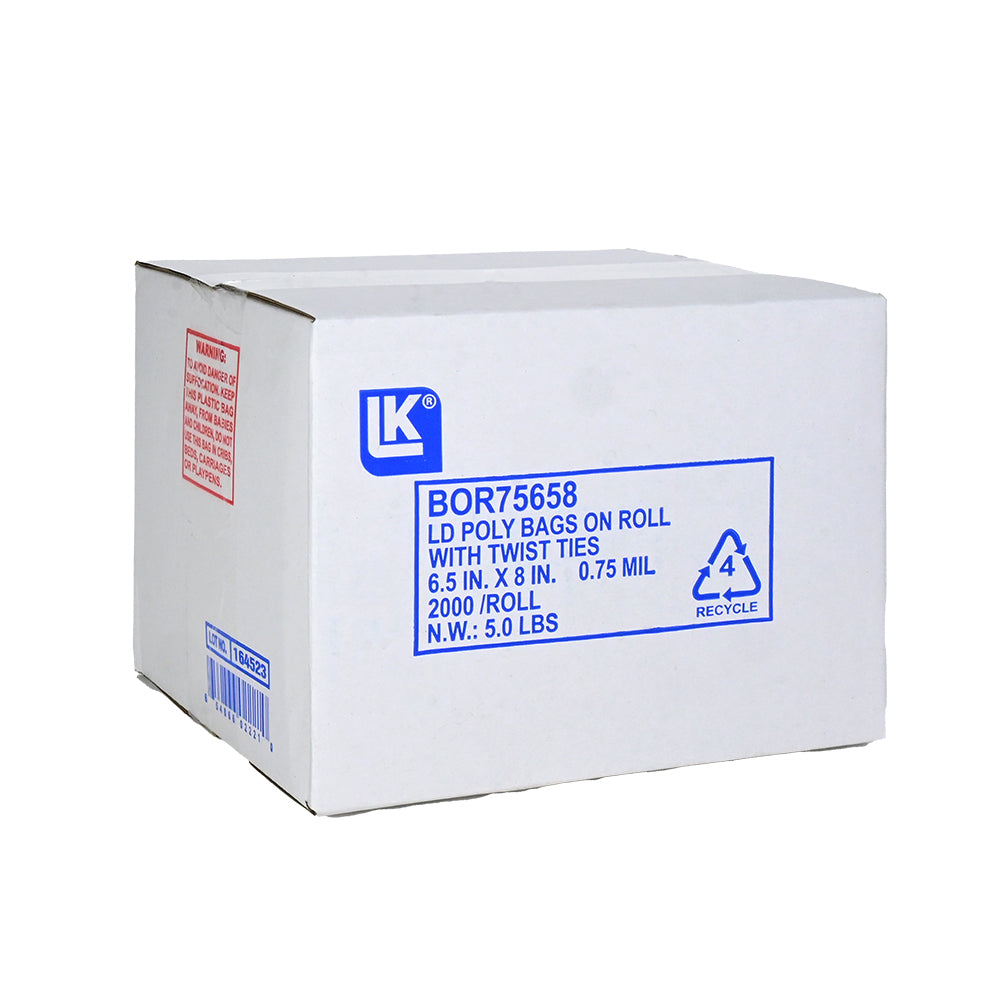 6.5" x 8" 0.75 mil LDPE Utility Bag w/ Twist Tie