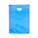 12" x 3" x 18" 0.7 mil Blue HDPE Merchandise Bags w/ Die Cut Handle