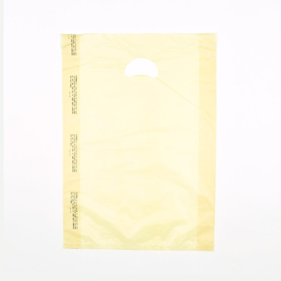 12" x 3" x 18" 0.7 mil Beige HDPE Merchandise Bags w/ Die Cut Handle