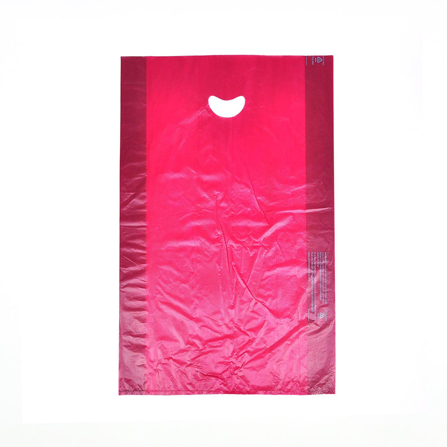12" x 3" x 18" 0.7 mil Burgundy HDPE Merchandise Bags w/ Die Cut Handle