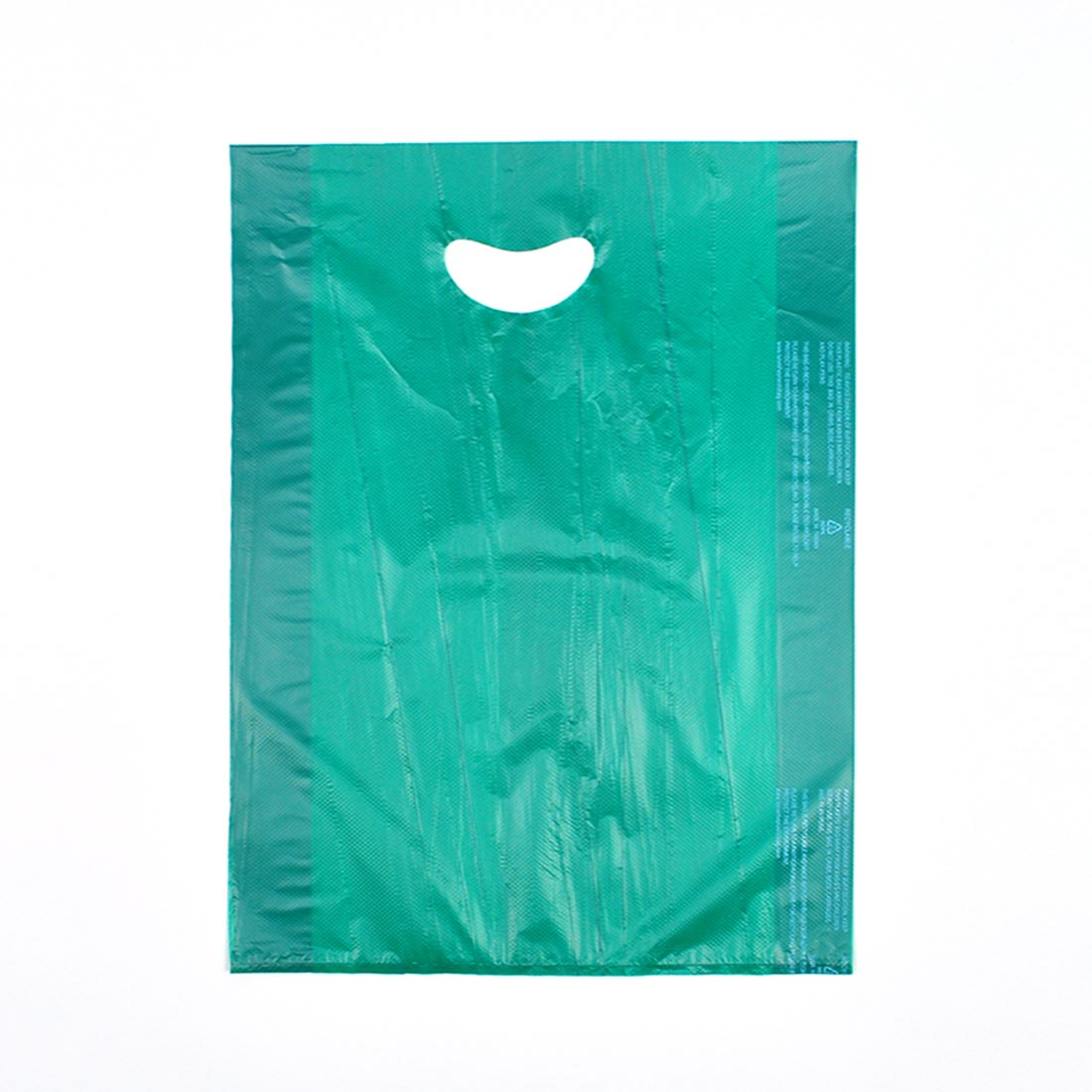 12" x 3" x 18" 0.7 mil Teal Green HDPE Merchandise Bags w/ Die Cut Handle
