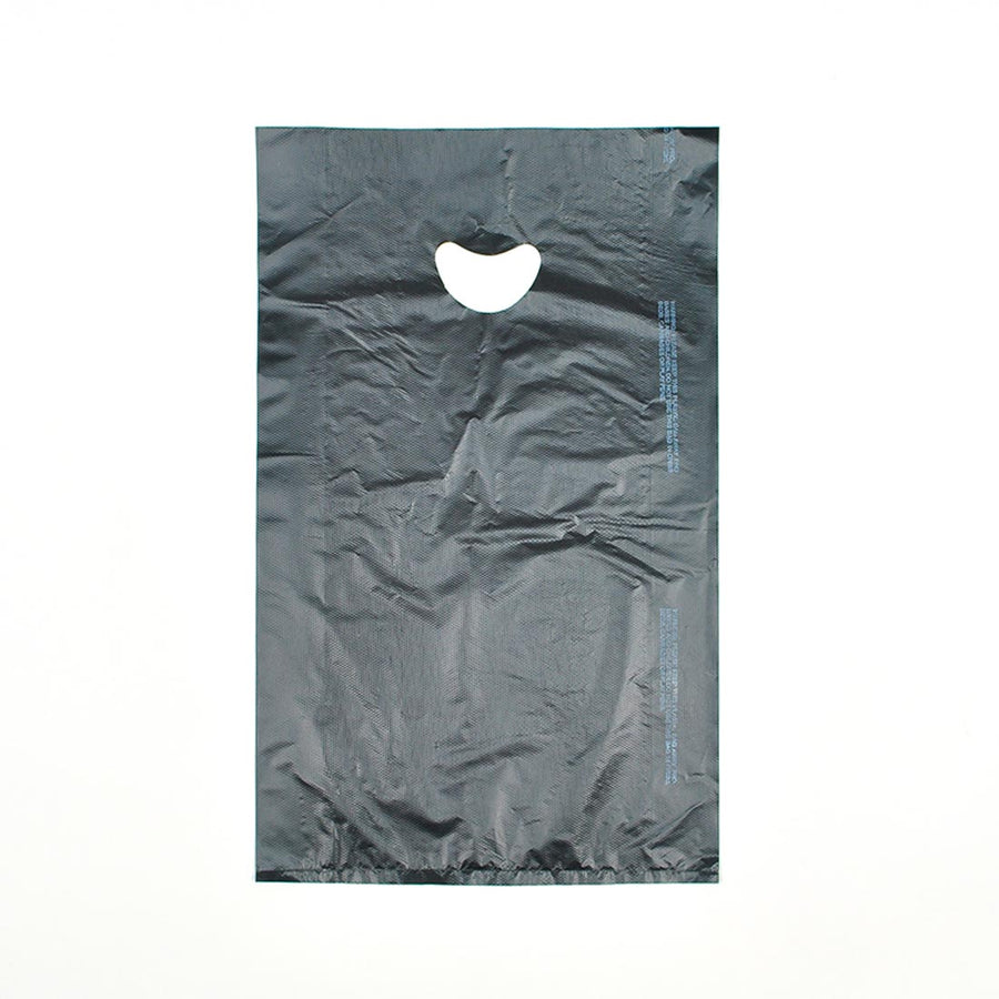 13" x 3" x 21" 0.7 mil Black HDPE Merchandise Bags w/ Die Cut Handle
