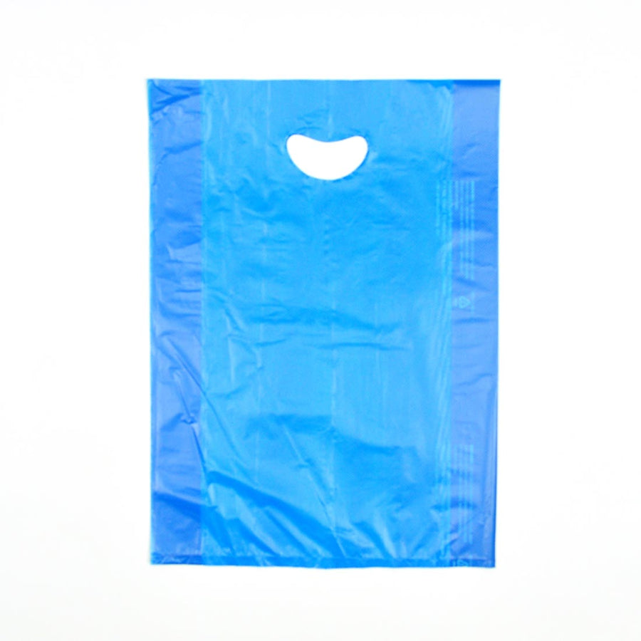 16" x 4" x 24" 0.7 mil Blue HDPE Merchandise Bags w/ Die Cut Handle
