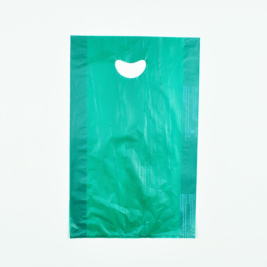 16" x 4" x 24" 0.7 mil Dark Green HDPE Merchandise Bags w/ Die Cut Handle