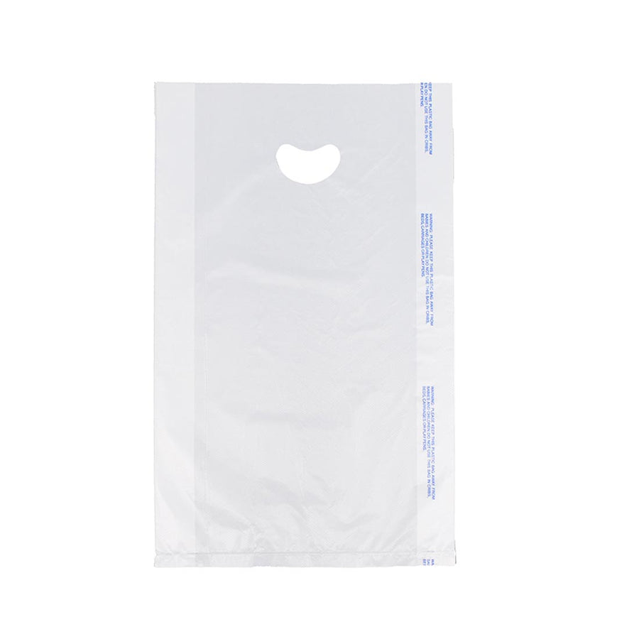 16" x 4" x 24" 0.7 mil White HDPE Merchandise Bags w/ Die Cut Handle