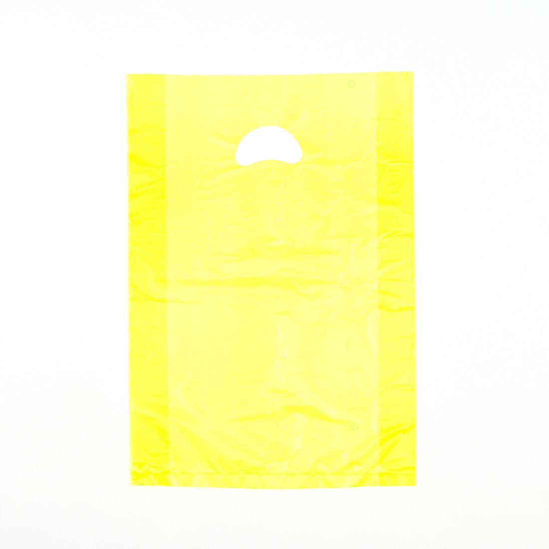 16" x 4" x 24" 0.7 mil Yellow HDPE Merchandise Bags w/ Die Cut Handle