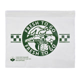 10" x 8" Compostable Zipper Saddle Pack Deli Bags -- Printed "Fresh to Go" One Color