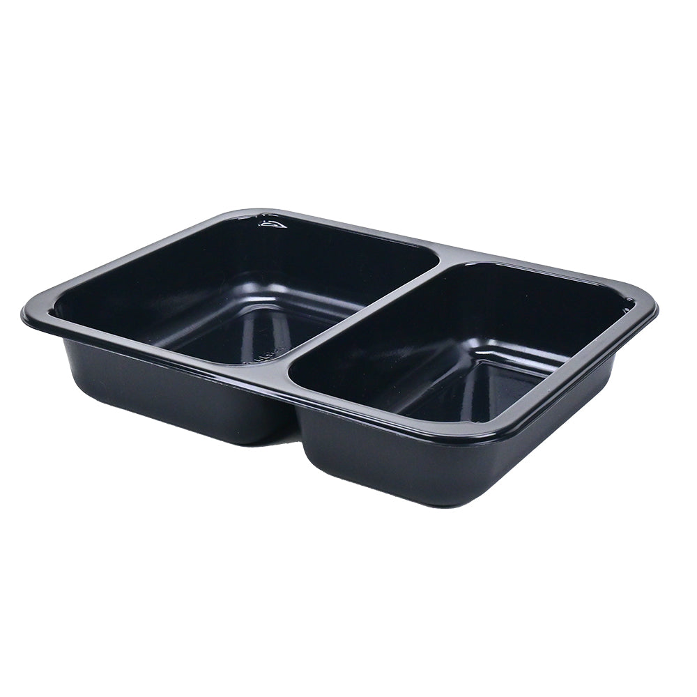 8.5" x 6.5" x 1.5" SimplyFresh Black CPET 2 Compartment Tray
