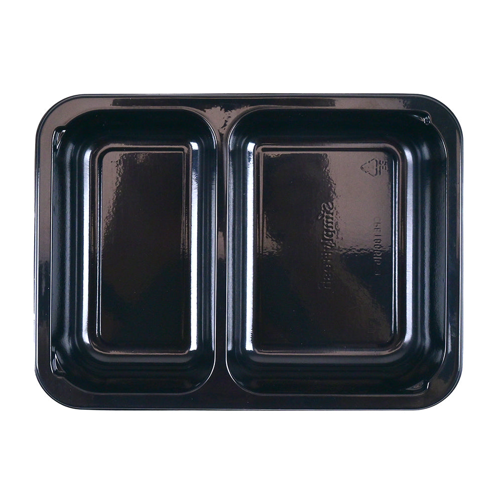 8.5" x 6.5" x 1.5" SimplyFresh Black CPET 2 Compartment Tray