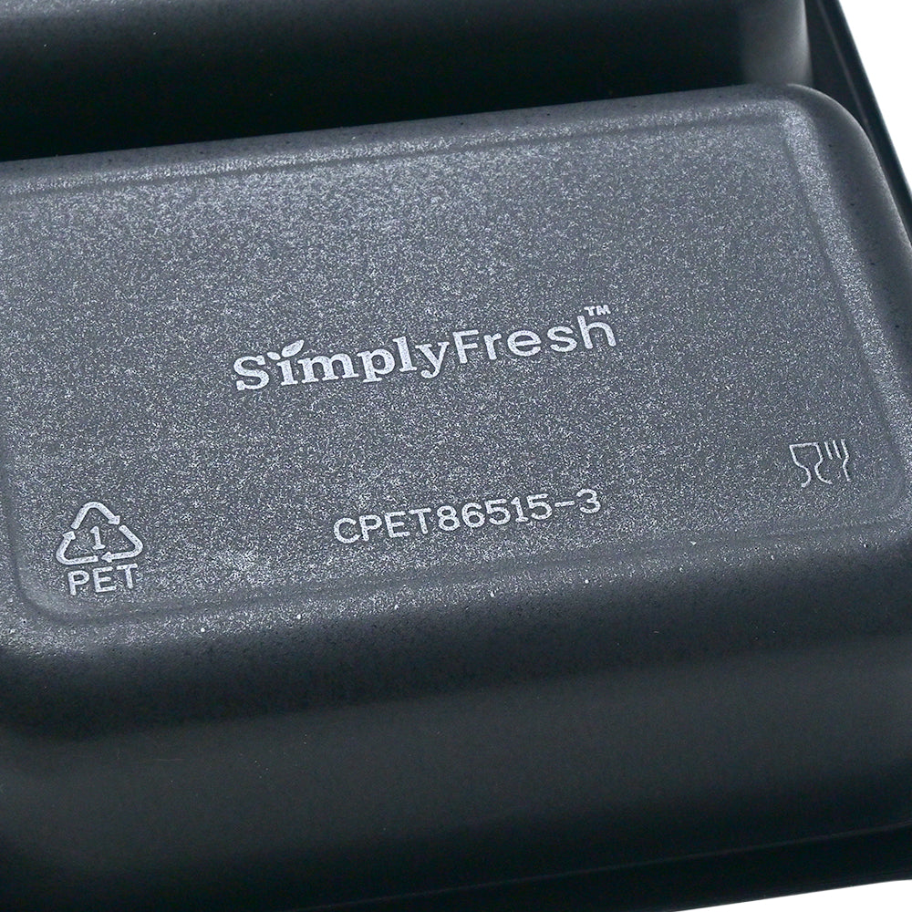 8.5" x 6.5" x 1.5" SimplyFresh Black CPET 2 Compartment Tray