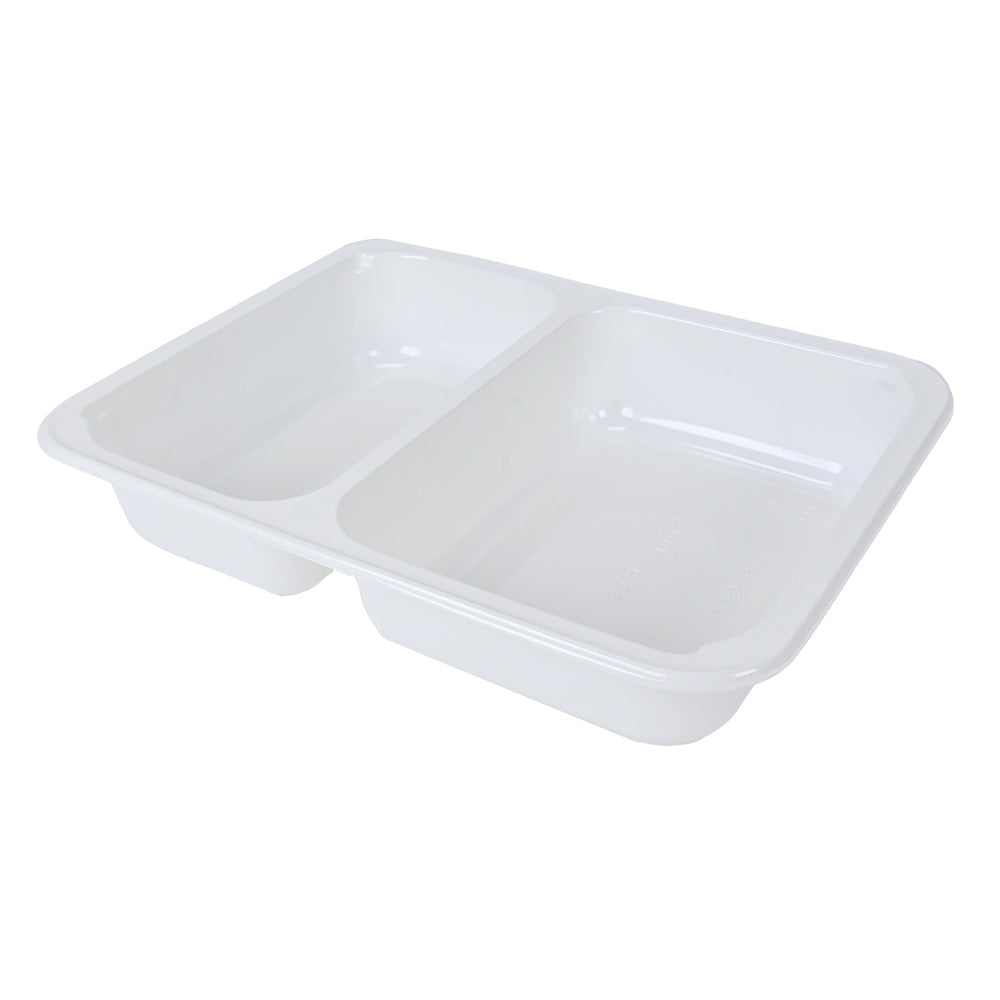 8.5" x 6.5" x 1.5" SimplyFresh White CPET 2 Compartment Tray