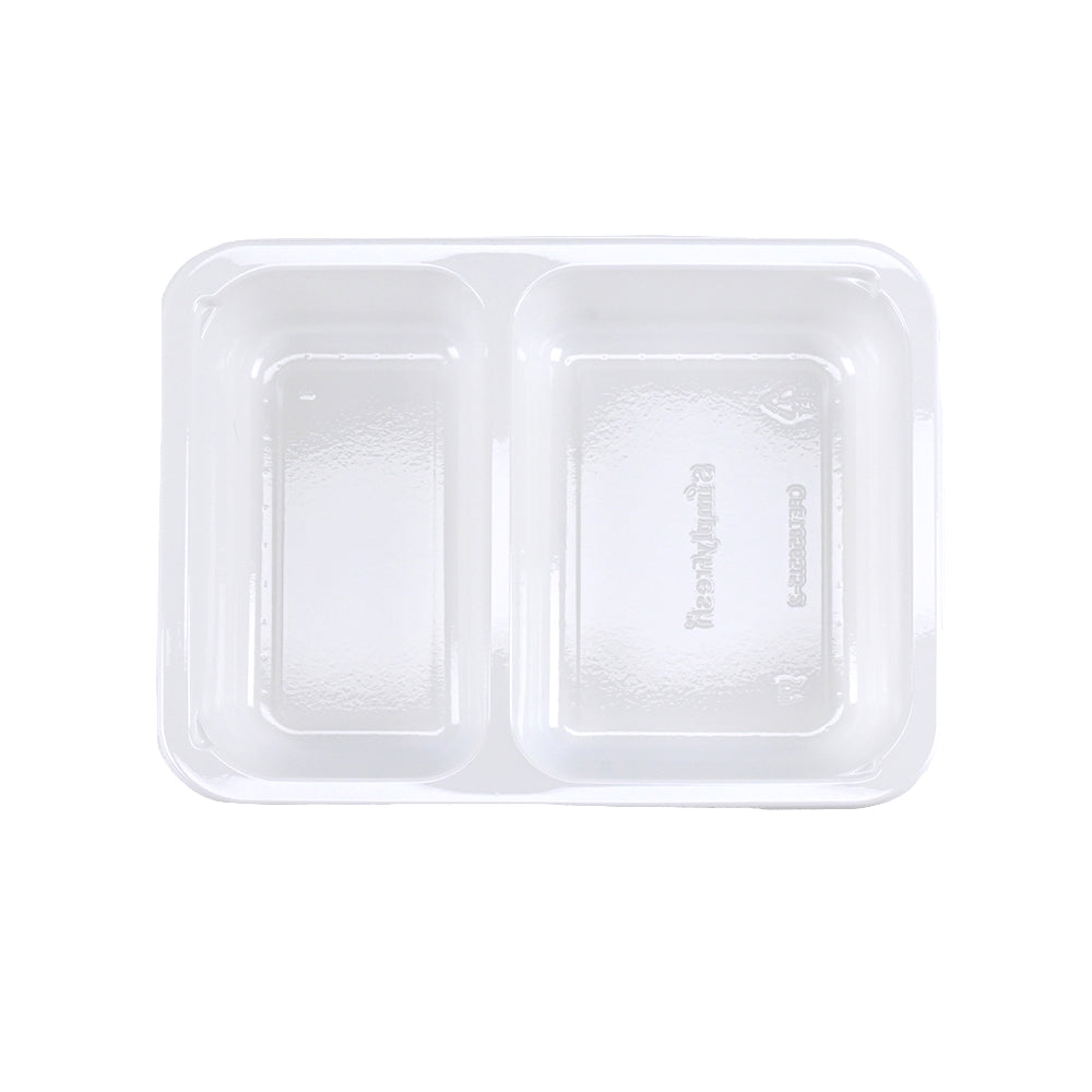 8.5" x 6.5" x 1.5" SimplyFresh White CPET 2 Compartment Tray