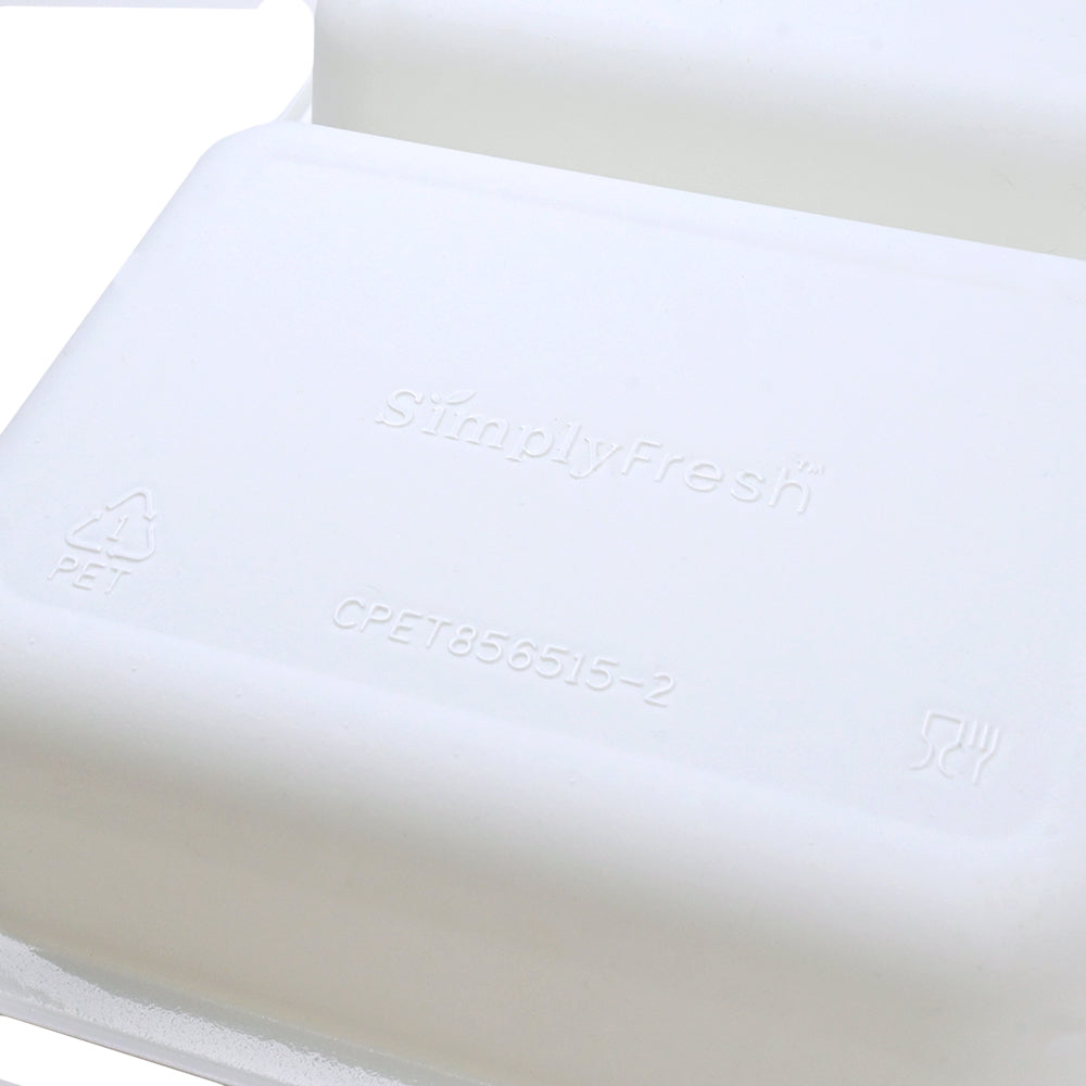 8.5" x 6.5" x 1.5" SimplyFresh White CPET 2 Compartment Tray