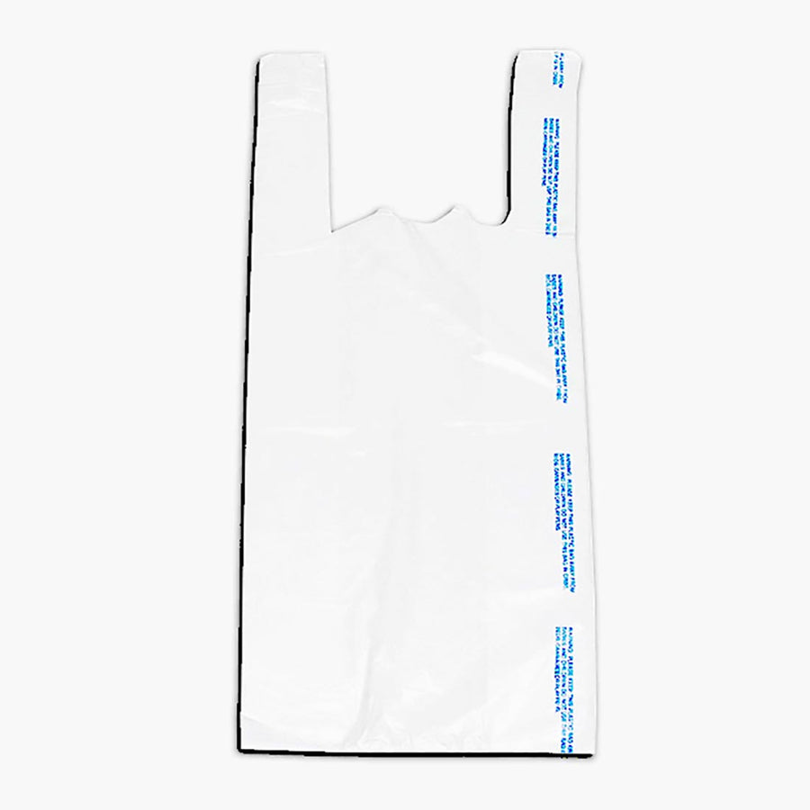 8" x 5" x 18" 0.6 mil White Plastronic® T-Shirt Bag