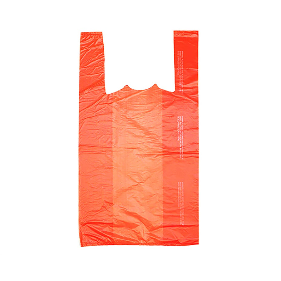 10" x 6" x 21" 0.6 mil Orange Plastronic® T-Shirt Bag