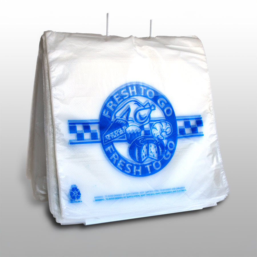 10" x 8" + 1"LP + 2"FB 0.5 mil Flip Top Saddle Pack Deli Bags -- Printed "Fresh to Go" One Color