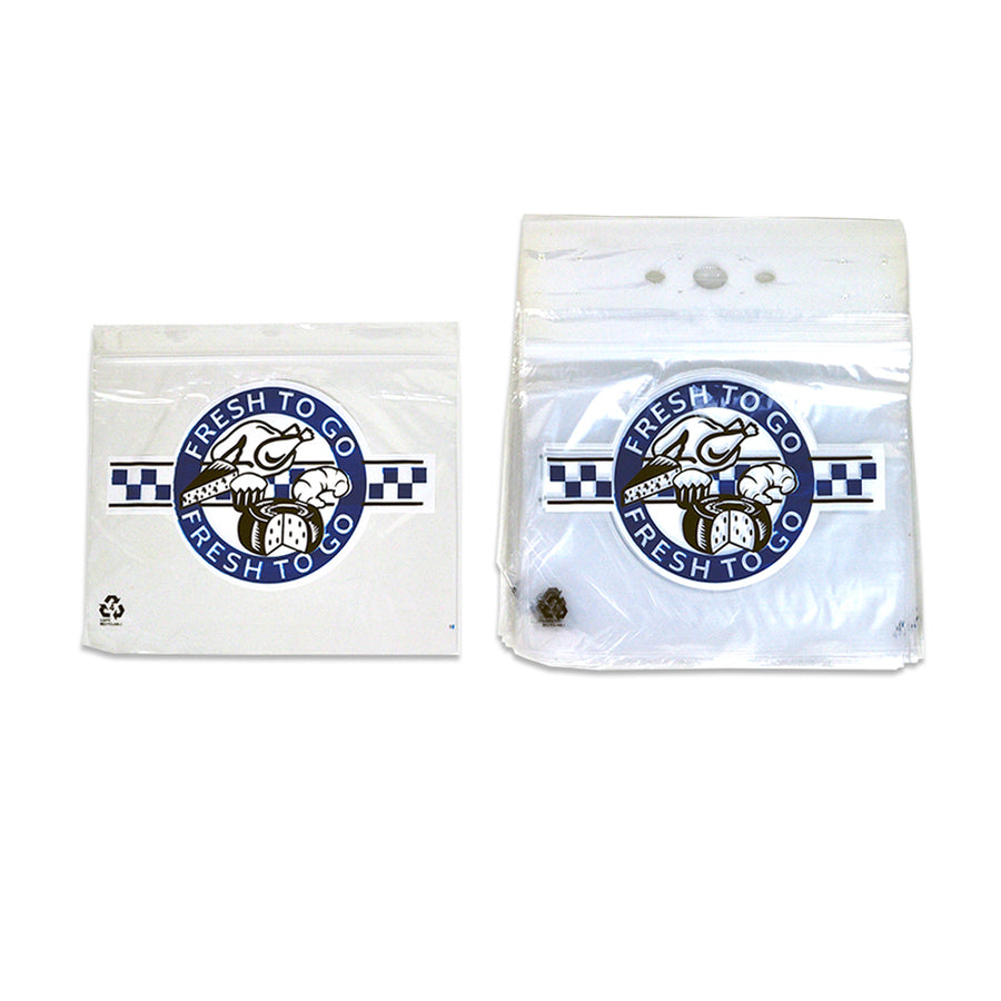 10" x 8" 1.2 mil Zipper Saddle Pack Deli Bags -- Printed "Fresh to Go" Three Colors