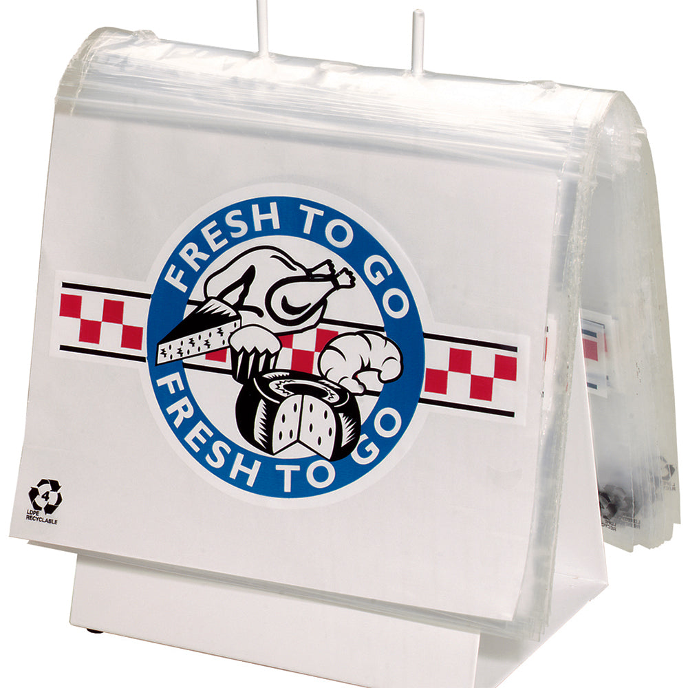 10" x 8" 1.5 mil Zipper Saddle Pack Deli Bags -- Printed "Fresh to Go" Four Colors