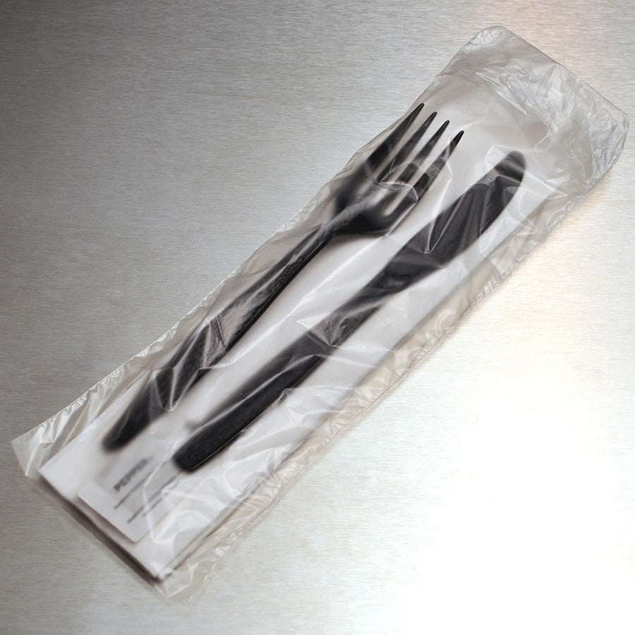 3.5" x 10" + 1"LP + 2"FB 0.5 mil Flip Top Saddle Pack Deli Bags/Silverware Bags