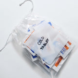 10" x 14.5" 1.5 mil Polypropylene Pull-Tite Drawstring Bags w/ White Block
