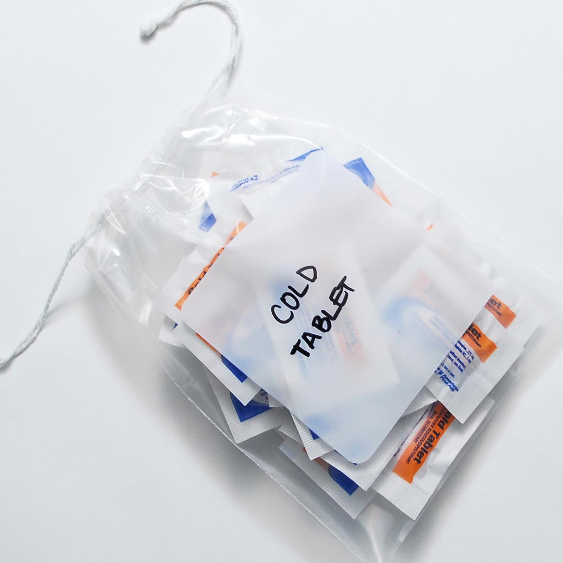 6" x 10" 1.5 mil Polypropylene Pull-Tite Drawstring Bags w/ White Block