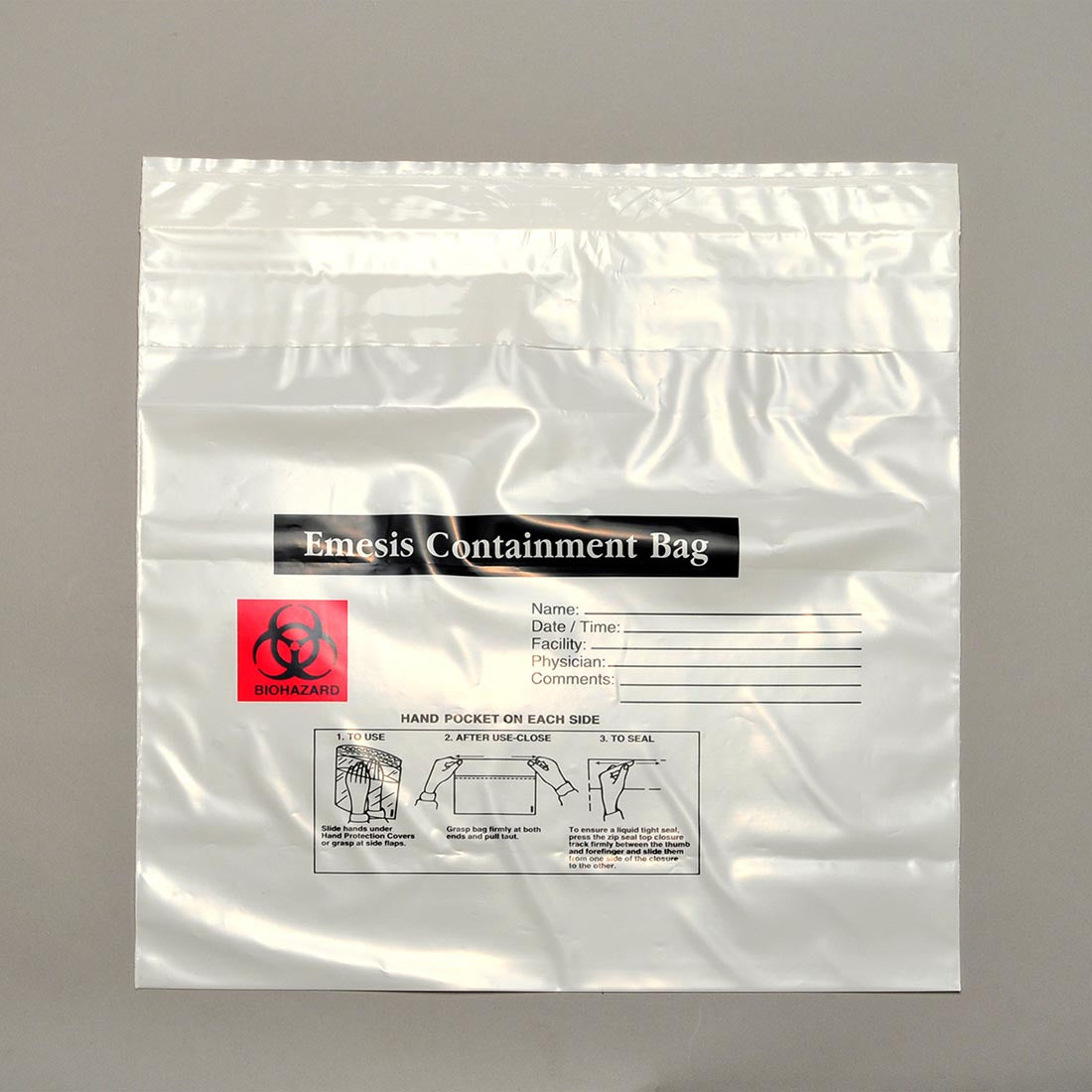 10.25" x 10.25" + 2.5"LP 2.4 mil Emesis Containment Bags