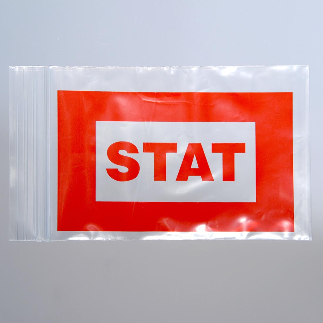 5" x 8" 2 mil Red "STAT" Bag - Zipper Reclosable