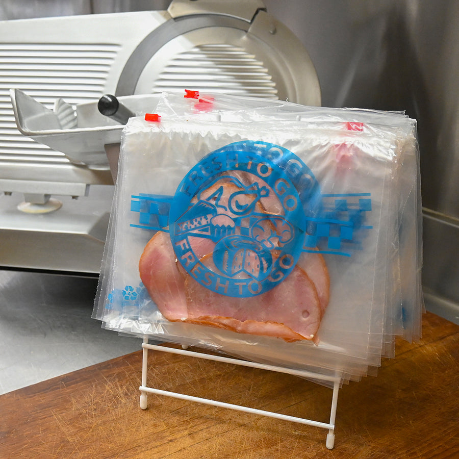 10.5" x 8" 1 mil Slide Seal Saddle Pack Deli Bags -- Printed "Fresh to Go" One Color