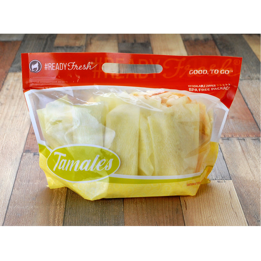 12 x 8.25 + 5.5 BG inch, 2.75 mil, #ReadyFresh "Tamales" Pouches