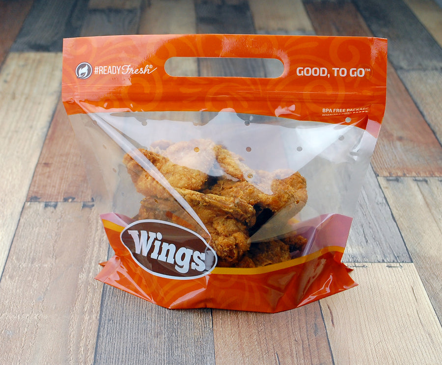9" x 8" + 5"BG 2.6 mil #ReadyFresh® Grab-N-Go Pouches -- "Wings"